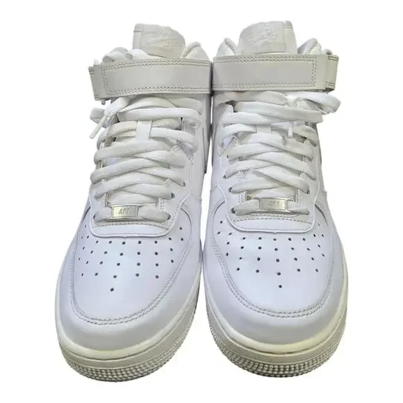 Nike Air Force 1 Mid '07 Men’s Size 9 White Leather Sneakers 315123-111 Vietnam